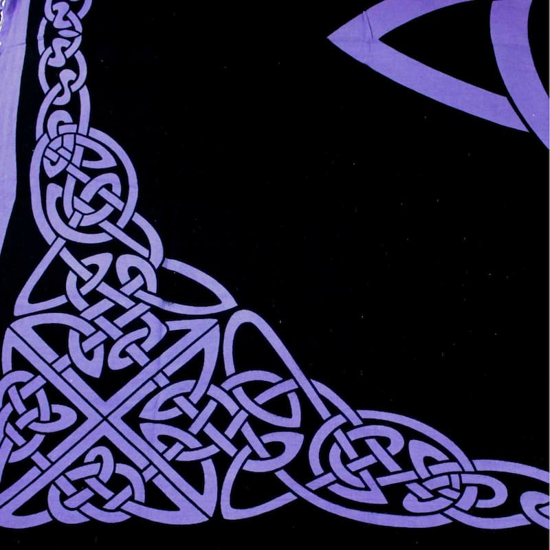 Celtic Tie Dye Trinity Knot Heavy Cotton Tablecloth - 70 x 104 in - Purple