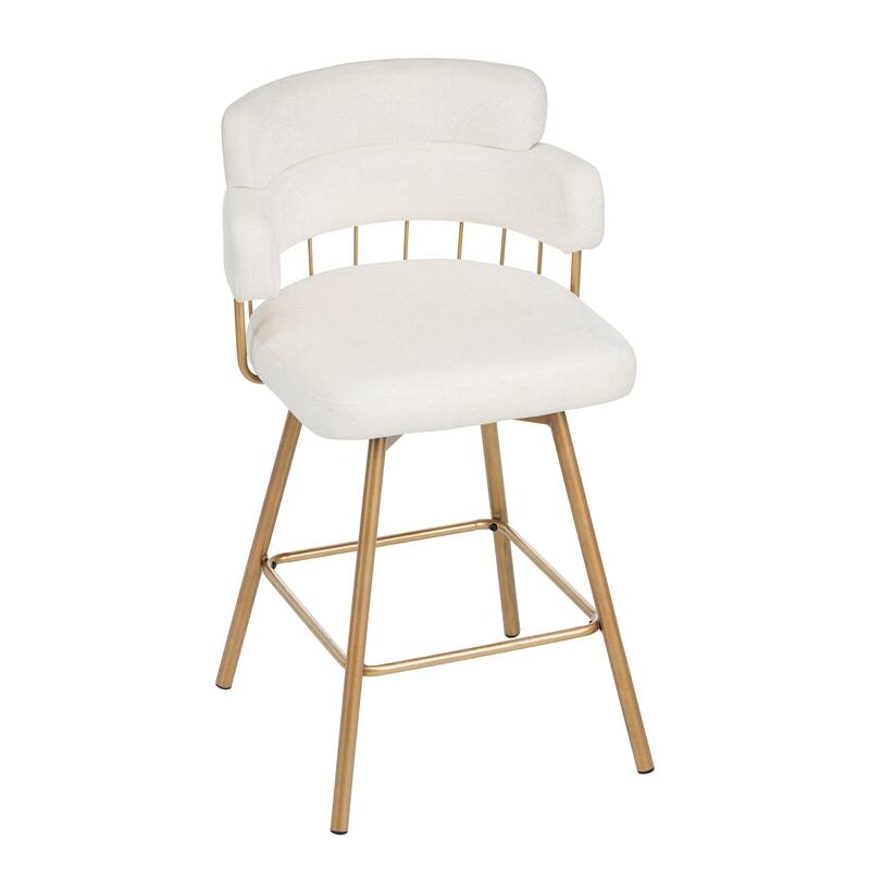 Swivel Counter Stool with Glide Foot Pads, Auto-Return Bar Stool with Tiered Backrest and Bucket Seat