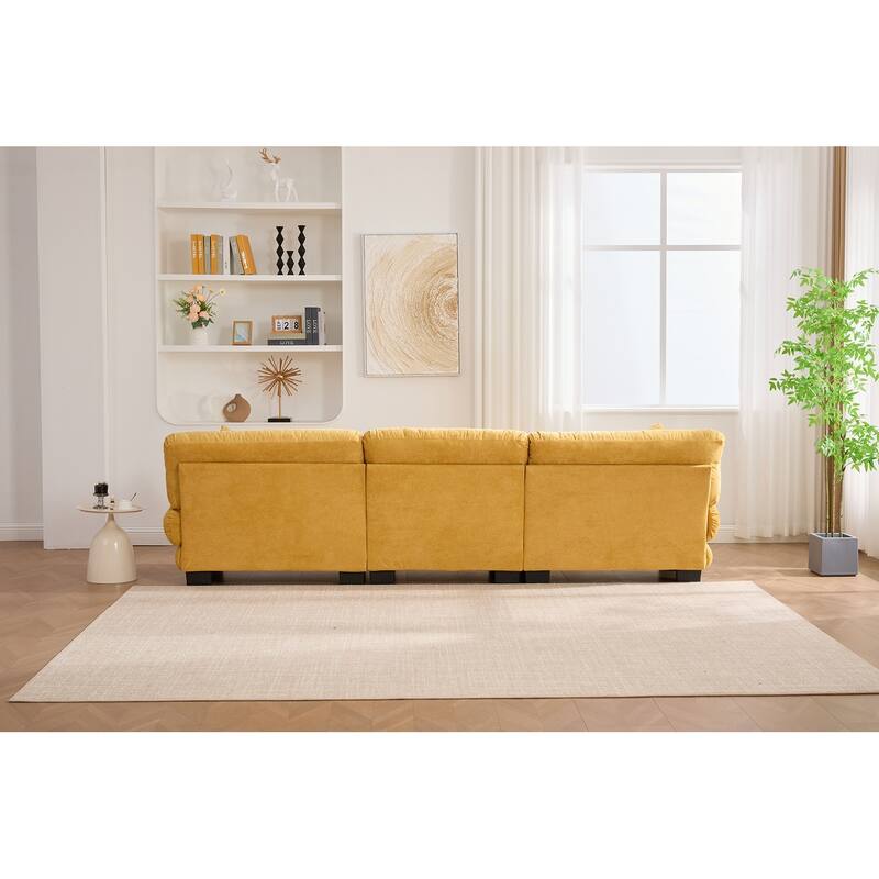 118'' Large U Shape Sofa Velvet Modular Sofa with 2 Ottomans for Living Room