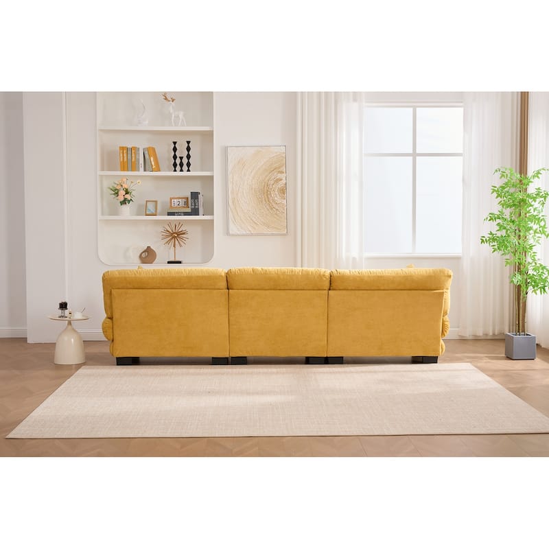 GDFStudio - UNITED WE WIN Pelletized U Shape Cloud Couch with Bolster Armrest Pillows