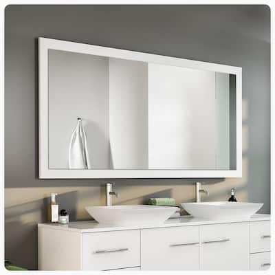 Eviva Sun 60" x 30" Rectangular White Wooden Framed Mirror