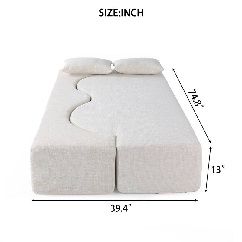 2-in-1 Foldable Sofa Bed,75 Inch Folding Boneless Couch Convertible Compressed Sleeper Sofabed