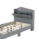 preview thumbnail 16 of 34, Wooden Full/Twin Size House Bed with Storage Headboard - Sturdy Plywood and Particle Board Construction, for Kids