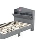 preview thumbnail 7 of 9, Wooden Twin Size House Bed with Storage Headboard and Shelf, Kids Bed