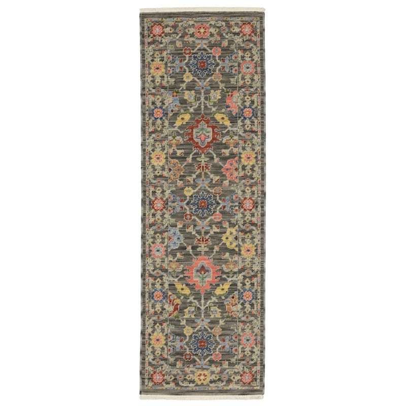 Style Haven Lawson Traditional Floral Wool Fringe Edge Area Rug - 2' x 6' - Grey/ Multi - Runner