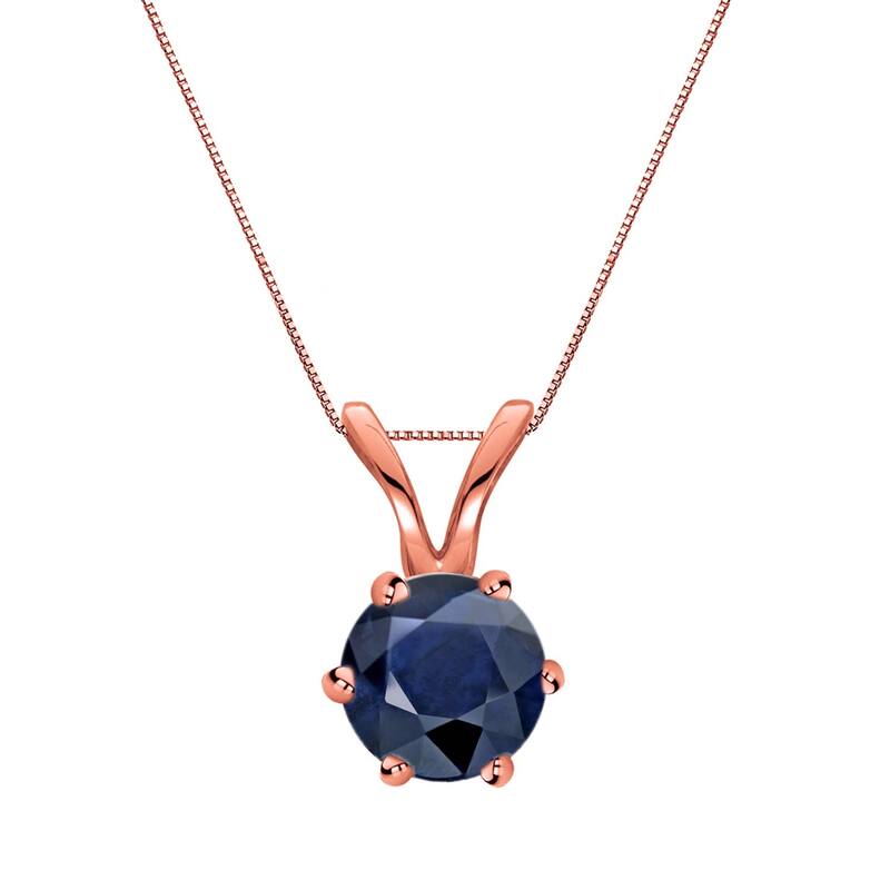 Auriya 14k Gold Blue Sapphire Solitaire Necklace 1/2ctw 6-Prong - Rose