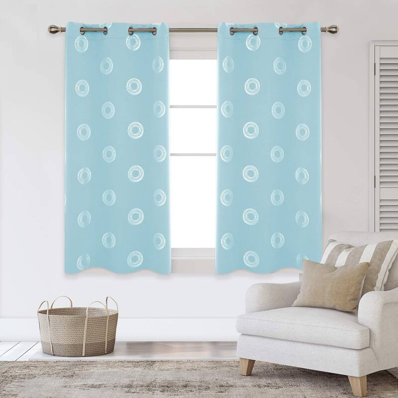 Concentric Circles Pattern Room Darkening Curtain 2 Panels - 42Wx63L-2PC - Sky Blue