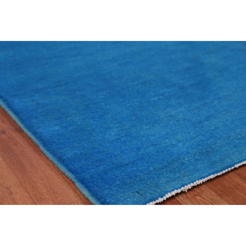Skye Blue Modern Gabbeh Vegetable Dye Rug Hand-Knotted Wool Carpet - 10'4" x 13'0" - 10'4" x 13'0" - Blue
