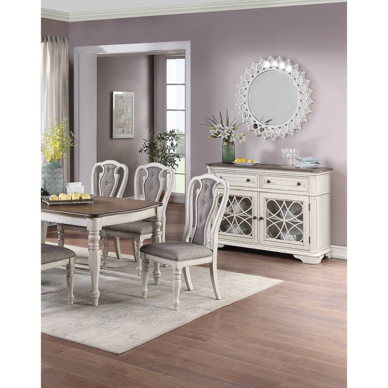 Set of 2 Dining Chairs Grey Upholstered Tufted unique Design Chairs Back Cushion Seat Dining Room - Grey