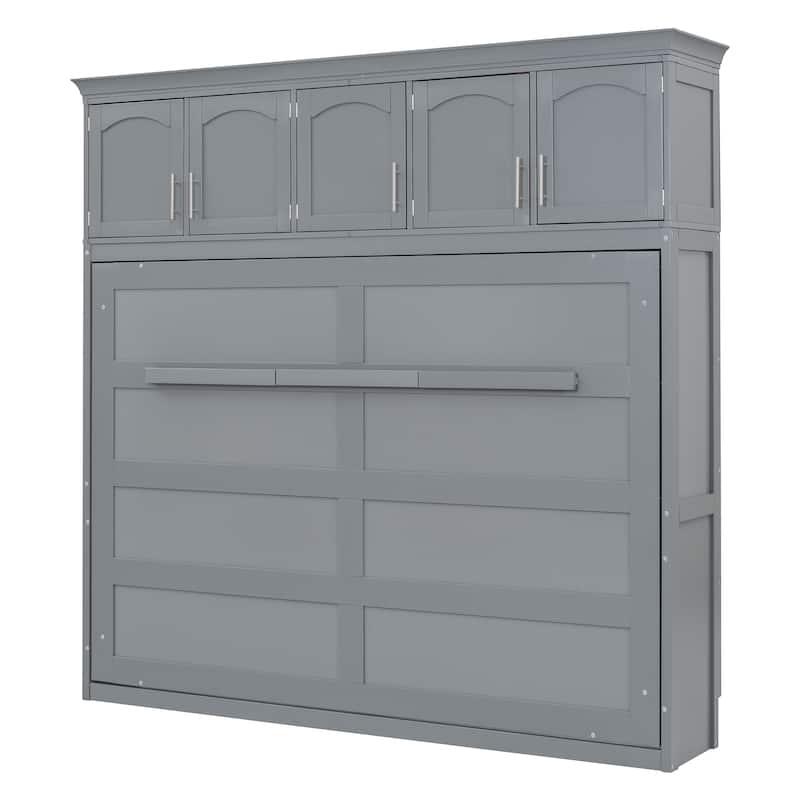 Queen Murphy Wall Bed with Cabinets - Multifunctional Space-Saving Bed with Mattress Support