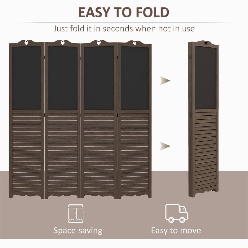 4-Panel Folding Room Divider with Blackboard