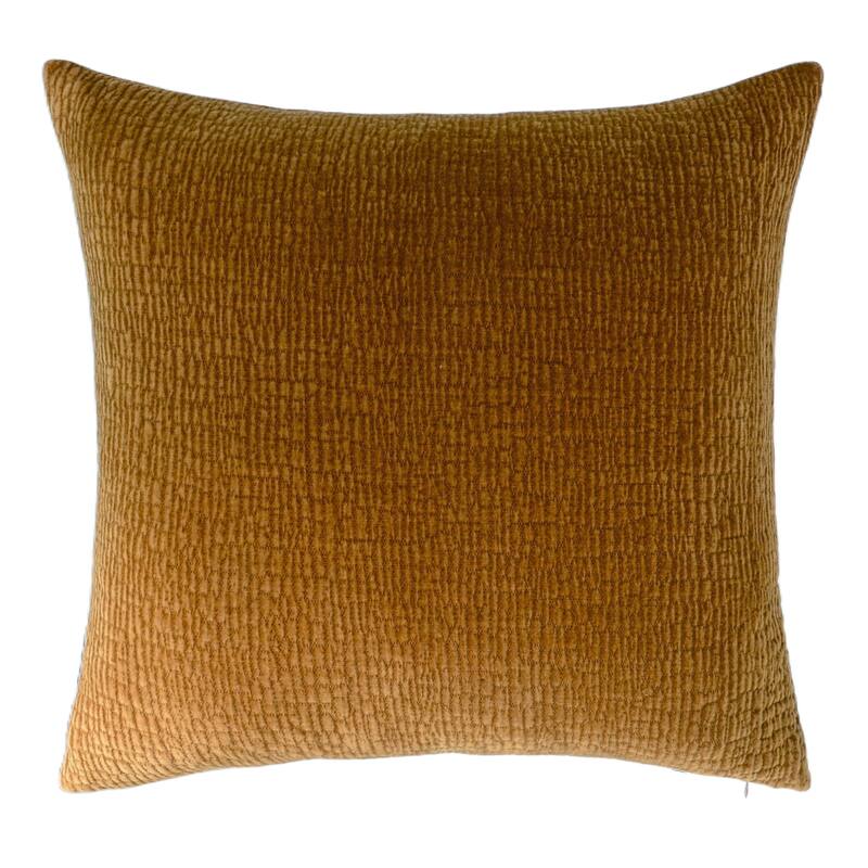 Harp & Finial Ricci Pillow - Textured Velvet - Down Insert - Mustard