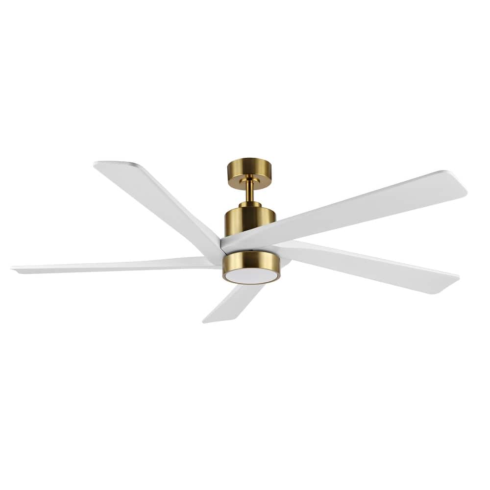 64 Inch DC Ceiling Fan with Lights and Remote Control, 5 Reversible Carved Wood Blades
