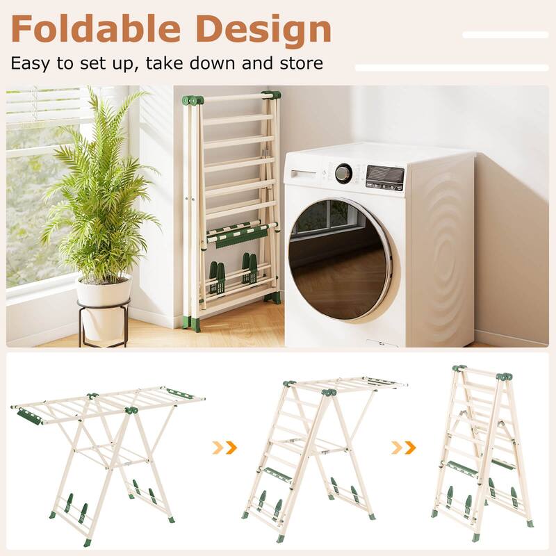Costway Foldable Metal Laundry Drying Rack with Height Adjustable - See Details