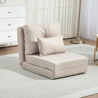 HOMCOM Convertible Flip Folding Upholstered Chair, Floor Lazy Sofa Bed