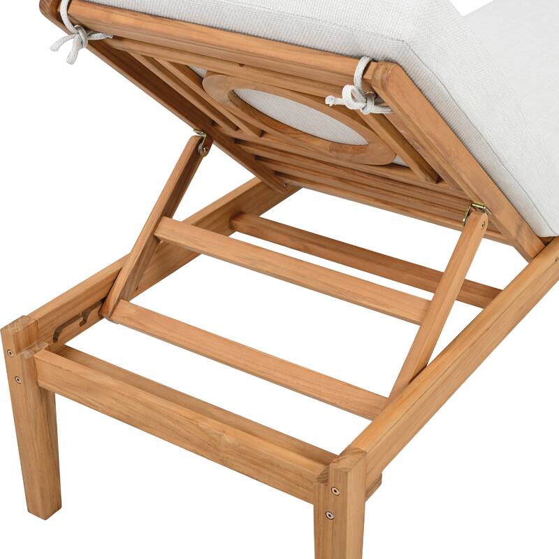 SAFAVIEH Couture Montclair Teakwood Chaise Lounge. - 74"W x 24"D x 37"H