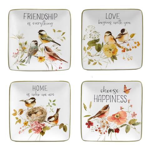 Certified International Nature's Song 6" Canape/Luncheon/Appetiser Plates, Set of 4 Assorted Designs