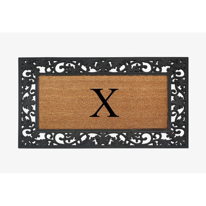 A1HC Rubber and Coir Dirt Trapper Heavy Weight Large Monogrammed Doormat 23"X38", Black - X