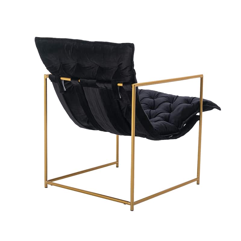 Italy shine velvet Upholstered Tufted Armchair With Golden Legs