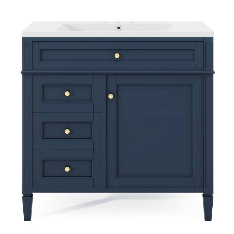 Bathroom Vanity with Sink Combo Set, Bathroom Cabinet with Storage Racks, Storage Cabinet with 2 Drawers and Tip-Out Drawer