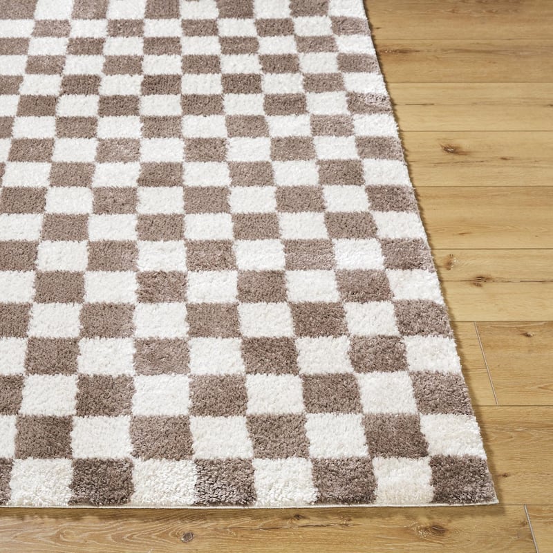 Livabliss Scandinavian Fossay Shag Stripe Washable Area Rug - 2'7" x 7'3" - Light Beige/ Dark Brown