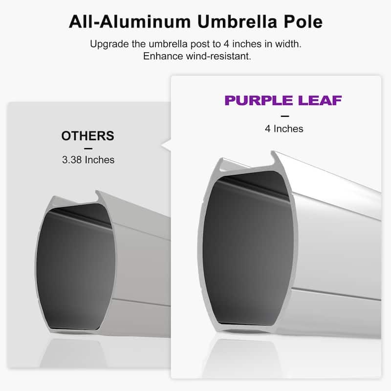 PURPLE LEAF 11ft Square Patio Cantilever Umbrella with Base
