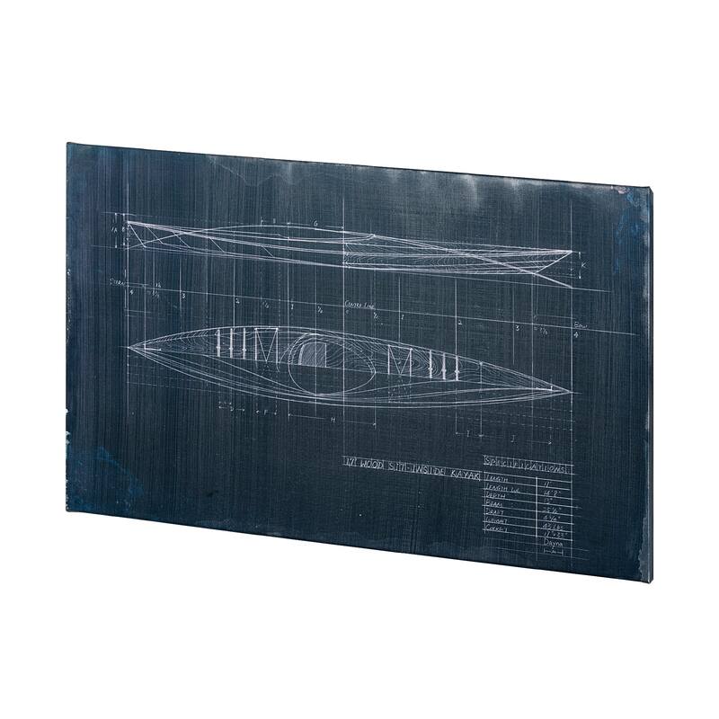 Kayak Blueprint (50 x 30) Canvas Art Print