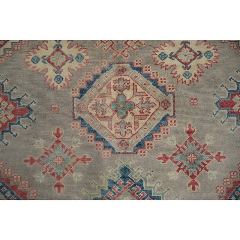 Hand Knotted Oriental 100% Wool Carpet Traditional Geometric Greys & Charcoal Kazak Area Rug - 9' 9'' X 8' 3''