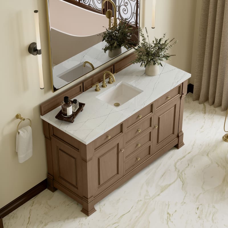 Brookfield 60S" Single Vanity, Pecan - Ethereal Noctis