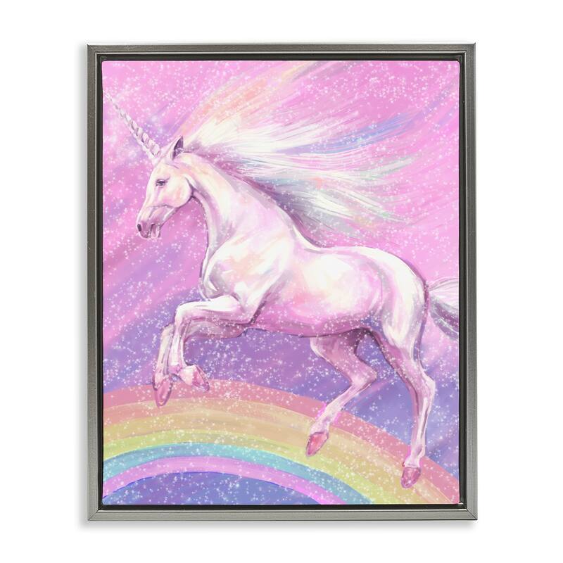 Stupell Rainbow Unicorn Scene Framed Floater Canvas Wall Art Design by Ziwei Li