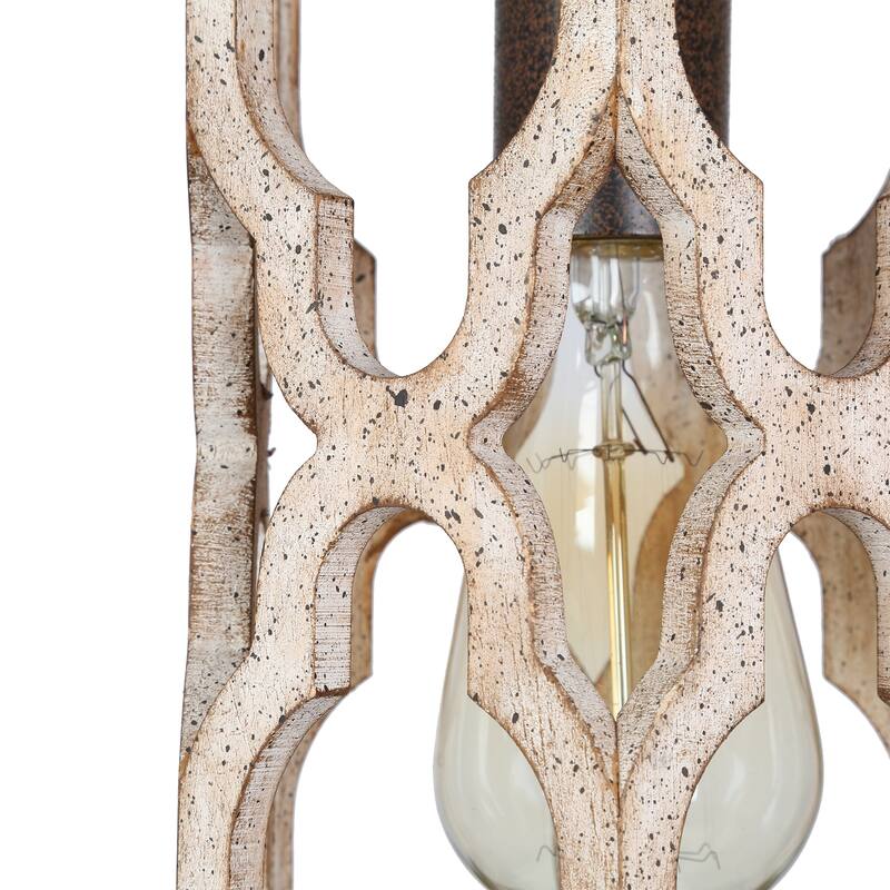 Farmhouse 1-Light Rustic Wood Pendant Light for Kitchen Island Dining Room - 6'' L x 6'' W x 11'' H