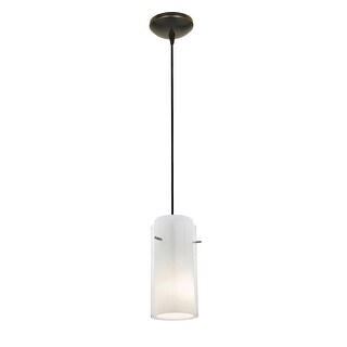 Access Lighting Glass`n Glass Cylinder - E26 LED Cord Pendant - Oil Rubbed Bronze Finish - Clear and Opal Glass Shade