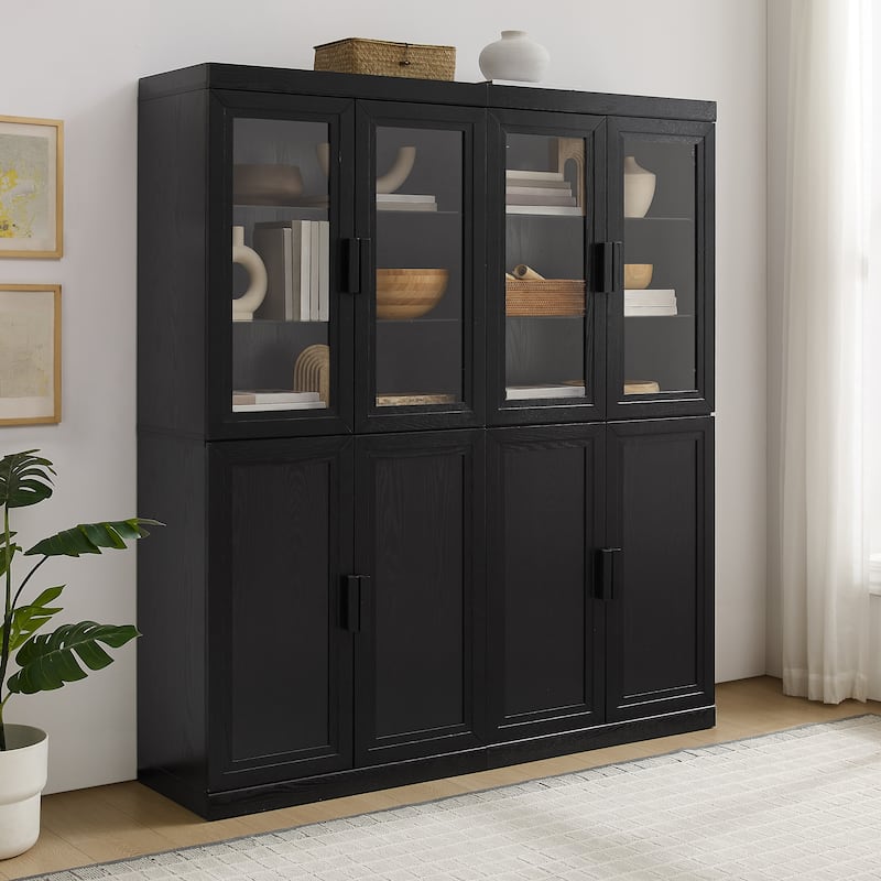 Crosley Essen 2Pc Pantry Storage Cabinet W/Glass Door Hutch Set