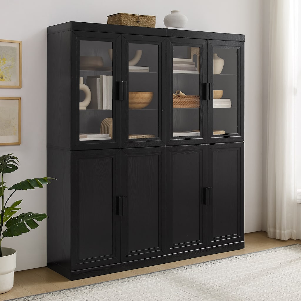 Crosley Essen 2Pc Pantry Storage Cabinet W/Glass Door Hutch Set