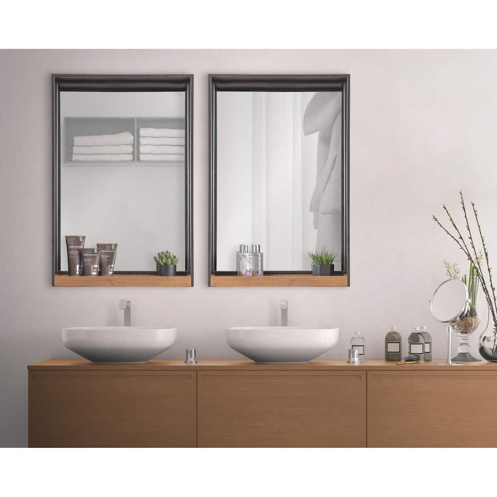 Kate and Laurel Mehta Wood and Metal Shelf Mirror