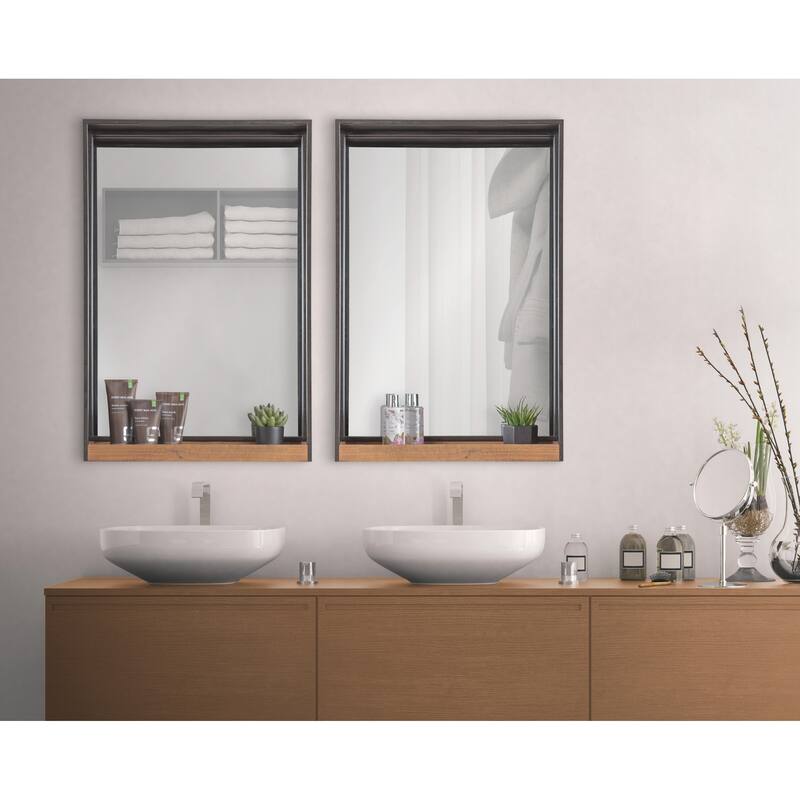 Kate and Laurel Mehta Wood and Metal Shelf Mirror