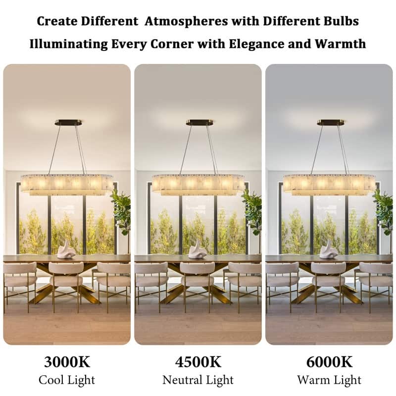 KAYLA 54in 14-Light White Alabaster Adjustable Chandelier