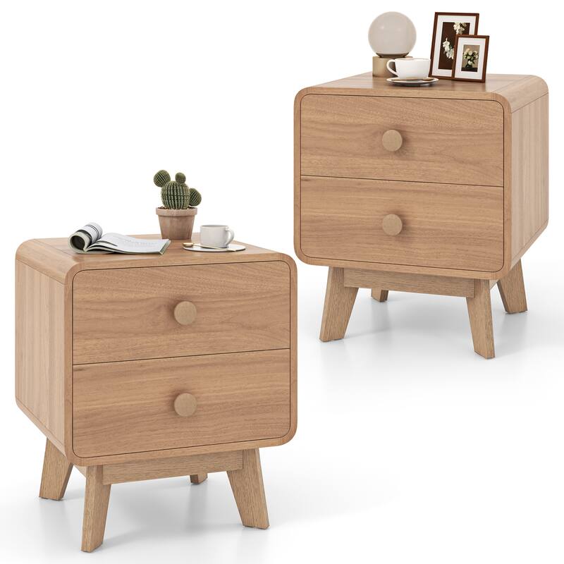 Costway 1/2 PCS Modern Style 2-Drawer Nightstand Bedside Table with - 4-drawer