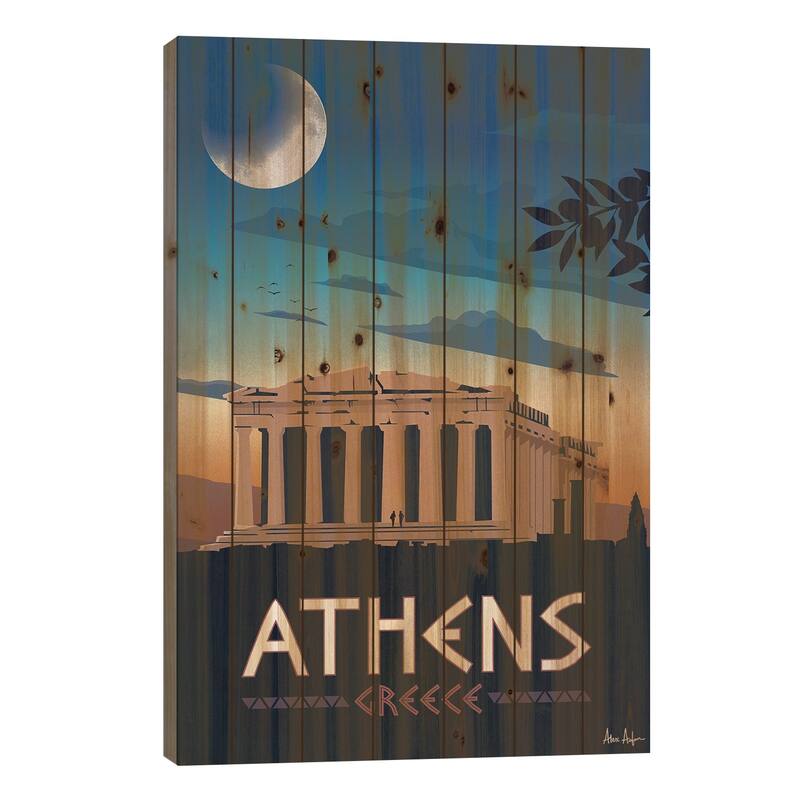 Athens Print On Wood by IdeaStorm Studios - Multi-Color - 26x18x1.5