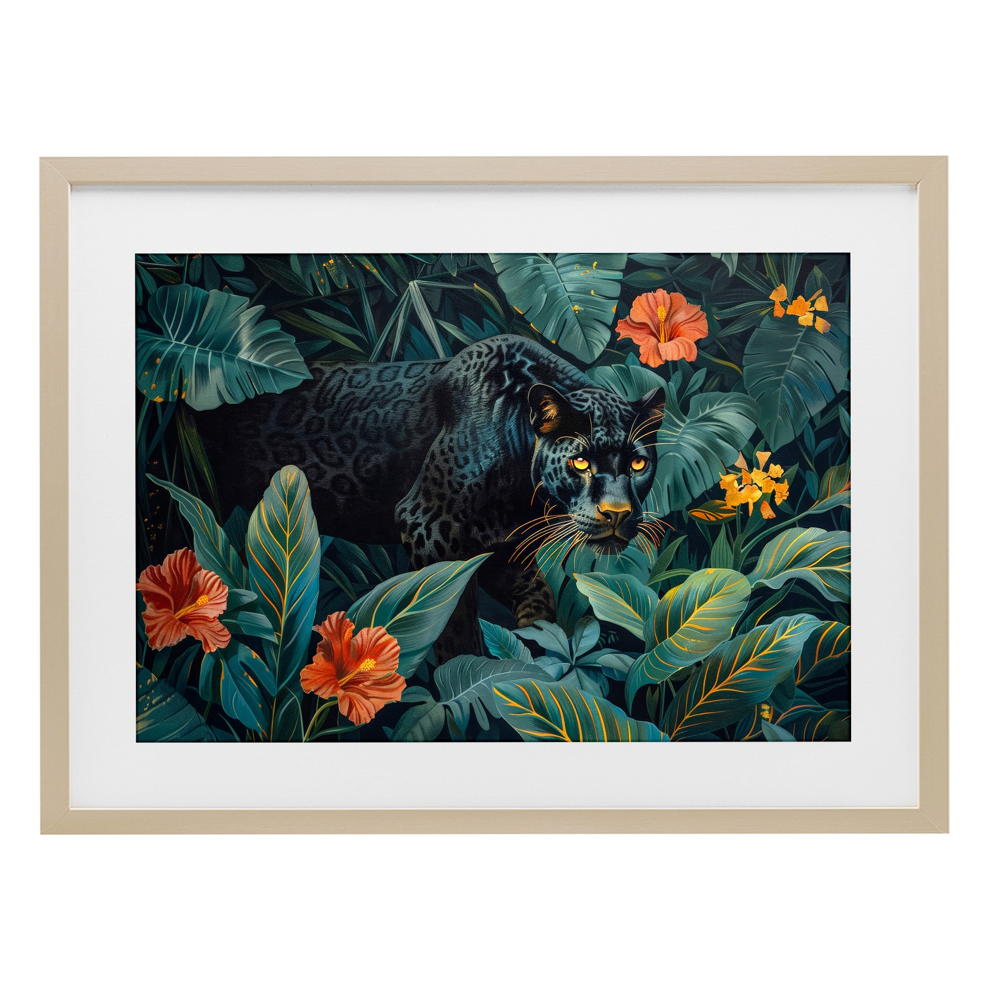 Stupell Panther's Exotic Paradise Under Glass Framed Design By Ray Powers