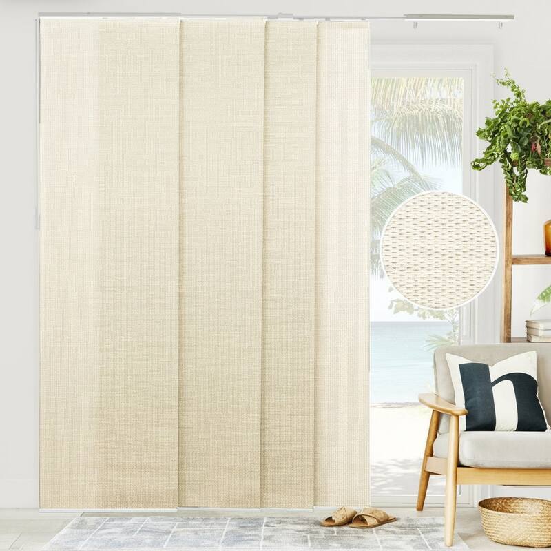 CHICOLOGY Adjustable Sliding Panels, 4-Rail Track, Light Filtering - Out-of-Stock 1 - Woven Beige