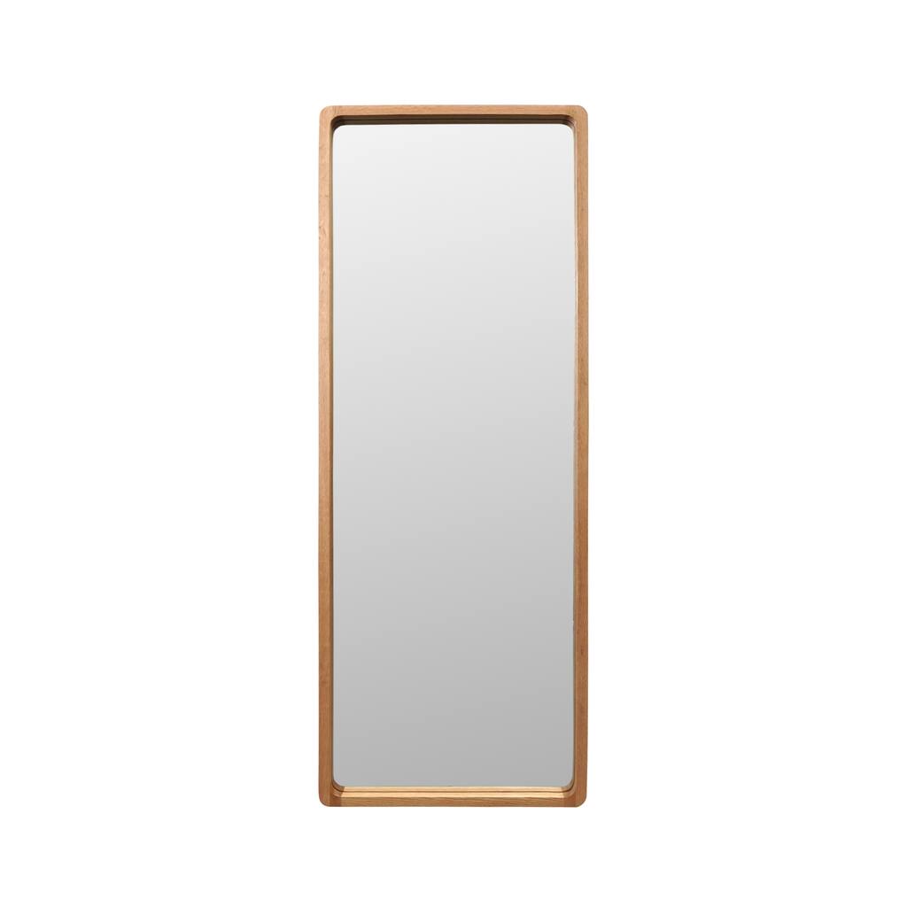 Glass Warehouse Radius Corner Rectangular 48" x 18" Red Oak Wood Mirror - 48" x 18"