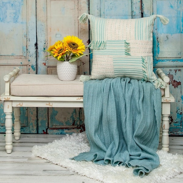Cream And Mint Woven Throw Pillow Cream And Mint Woven Throw Pillow