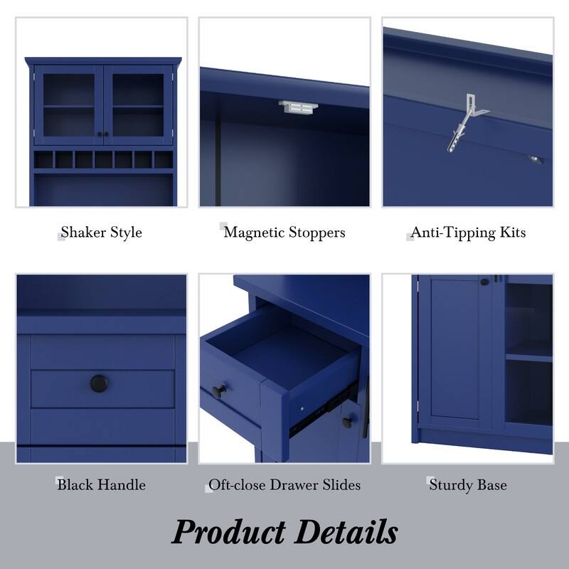 Farmhouse 74.8" Tall Kitchen Pantry with Hutch, Freestanding Kitchen Storage Solution for Modern Homes