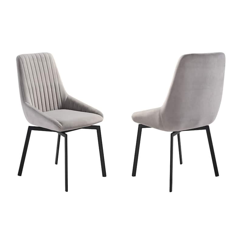 Black/Gray Polyester Upholstered Metal Frame Dining Chair, Set of 2, Sturdy Dining Chair for Dining Rooms - 20.5
