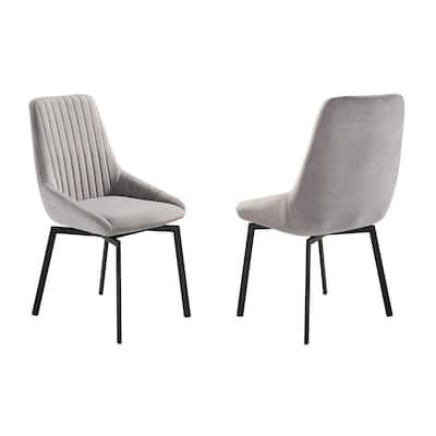 Black/Gray Polyester Upholstered Metal Frame Dining Chair, Set of 2, Sturdy Dining Chair for Dining Rooms - 20.5
