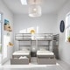 preview thumbnail 1 of 16, Full Over Twin & Twin Bunk Bed Kids Bed Wood Triple Bunk Bed with Drawers and Guardrails, Gray