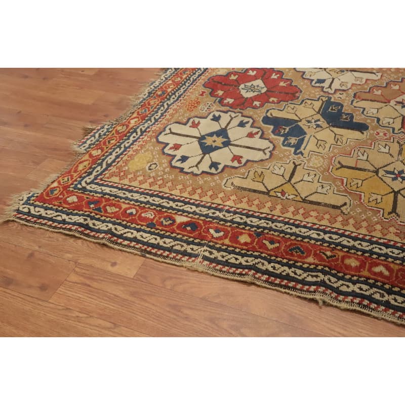 Hand Knotted Oriental 100% Wool Carpet Traditional Geometric Brown Heriz Runner Rug - 8' 6'' X 3' 7''