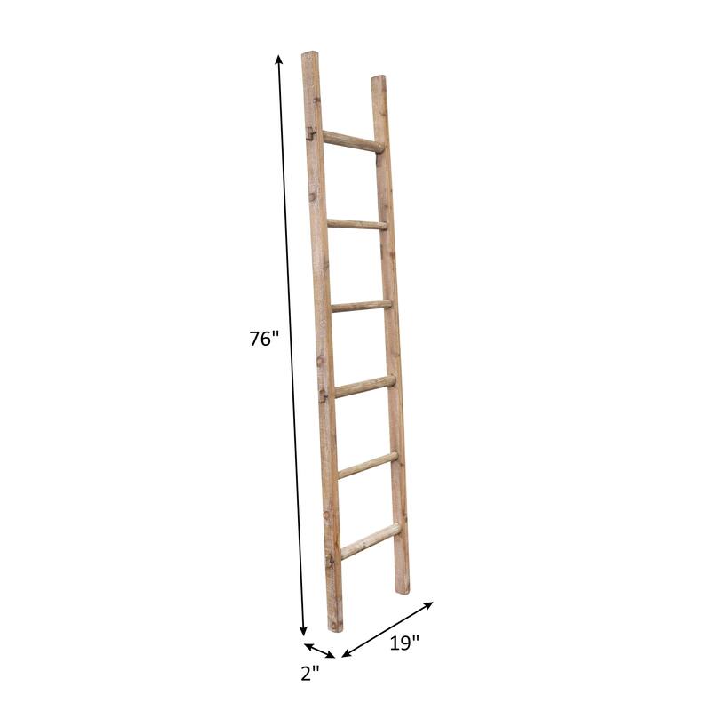 Sagebrook Home Rustic 6ft Tall Blanket Ladder, Decorative Freestanding Ladder For Storage - 19" x 2" x 76"