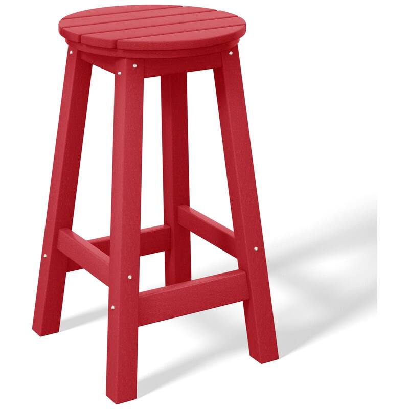 Laguna Hdpe All Weather Outdoor Patio 24" Round Counter Stool - Red